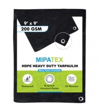 Mipatex Tarpaulin / Tirpal 9 Feet x 9 Feet 200 GSM (Black)